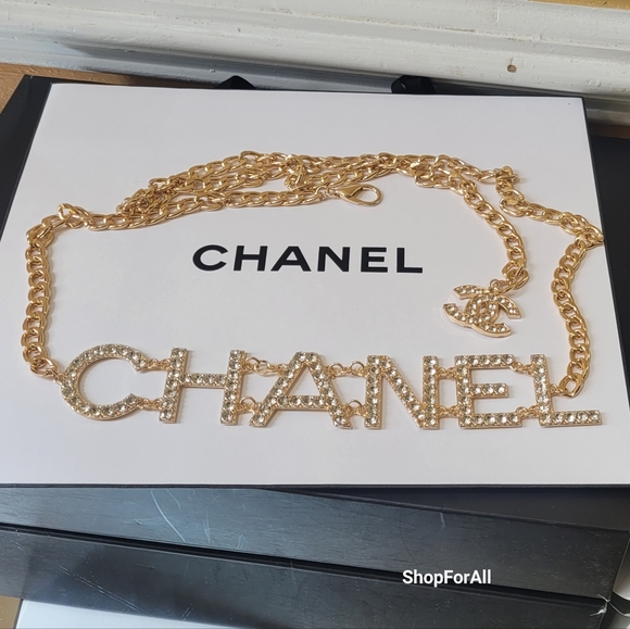 Chanel Gold and Black Chain Belt - Picture 1 of 5